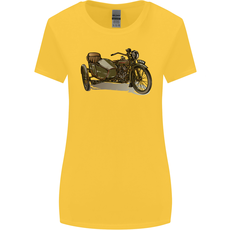 Motorcycle and Sidecar Biker Motorbike Womens Wider Cut T-Shirt Yellow