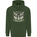 Motorcycles Ride Hard Biker Skull Motorbike Childrens Kids Hoodie Forest Green