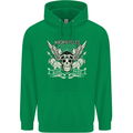 Motorcycles Ride Hard Biker Skull Motorbike Childrens Kids Hoodie Irish Green