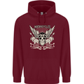 Motorcycles Ride Hard Biker Skull Motorbike Childrens Kids Hoodie Maroon