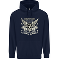 Motorcycles Ride Hard Biker Skull Motorbike Childrens Kids Hoodie Navy Blue