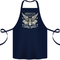 Motorcycles Ride Hard Biker Skull Motorbike Cotton Apron 100% Organic Navy Blue