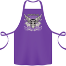 Motorcycles Ride Hard Biker Skull Motorbike Cotton Apron 100% Organic Purple
