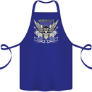 Motorcycles Ride Hard Biker Skull Motorbike Cotton Apron 100% Organic Royal Blue