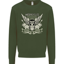 Motorcycles Ride Hard Biker Skull Motorbike Kids Sweatshirt Jumper Forest Green