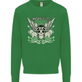 Motorcycles Ride Hard Biker Skull Motorbike Kids Sweatshirt Jumper Irish Green