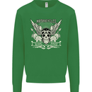 Motorcycles Ride Hard Biker Skull Motorbike Kids Sweatshirt Jumper Irish Green