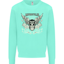 Motorcycles Ride Hard Biker Skull Motorbike Kids Sweatshirt Jumper Peppermint