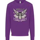 Motorcycles Ride Hard Biker Skull Motorbike Kids Sweatshirt Jumper Purple