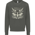 Motorcycles Ride Hard Biker Skull Motorbike Kids Sweatshirt Jumper Storm Grey