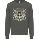 Motorcycles Ride Hard Biker Skull Motorbike Kids Sweatshirt Jumper Storm Grey