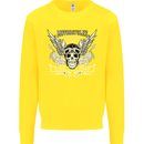 Motorcycles Ride Hard Biker Skull Motorbike Kids Sweatshirt Jumper Yellow