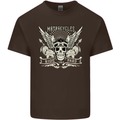 Motorcycles Ride Hard Biker Skull Motorbike Kids T-Shirt Childrens Chocolate