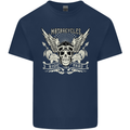 Motorcycles Ride Hard Biker Skull Motorbike Kids T-Shirt Childrens Navy Blue