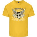 Motorcycles Ride Hard Biker Skull Motorbike Kids T-Shirt Childrens Yellow