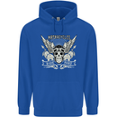 Motorcycles Ride Hard Biker Skull Motorbike Mens 80% Cotton Hoodie Royal Blue