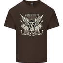 Motorcycles Ride Hard Biker Skull Motorbike Mens Cotton T-Shirt Tee Top Dark Chocolate