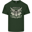 Motorcycles Ride Hard Biker Skull Motorbike Mens Cotton T-Shirt Tee Top Forest Green