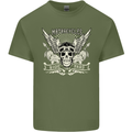Motorcycles Ride Hard Biker Skull Motorbike Mens Cotton T-Shirt Tee Top Military Green