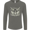Motorcycles Ride Hard Biker Skull Motorbike Mens Long Sleeve T-Shirt Charcoal