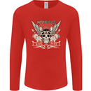 Motorcycles Ride Hard Biker Skull Motorbike Mens Long Sleeve T-Shirt Red