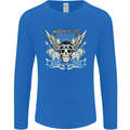 Motorcycles Ride Hard Biker Skull Motorbike Mens Long Sleeve T-Shirt Royal Blue