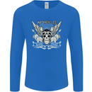 Motorcycles Ride Hard Biker Skull Motorbike Mens Long Sleeve T-Shirt Royal Blue