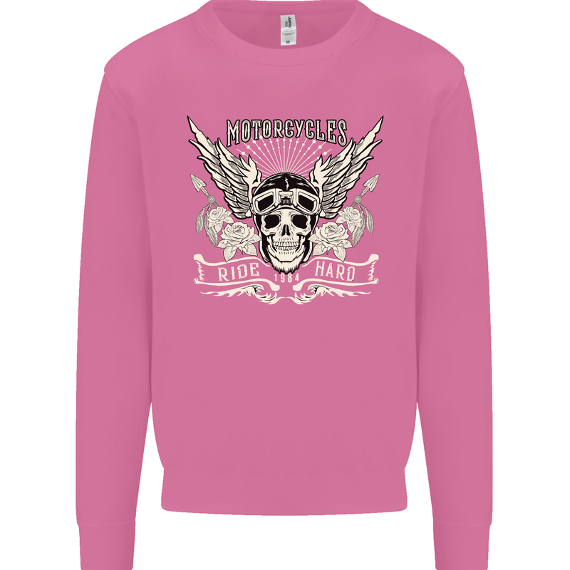 Motorcycles Ride Hard Biker Skull Motorbike Mens Sweatshirt Jumper Azalea