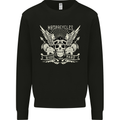 Motorcycles Ride Hard Biker Skull Motorbike Mens Sweatshirt Jumper Black