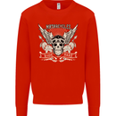 Motorcycles Ride Hard Biker Skull Motorbike Mens Sweatshirt Jumper Bright Red
