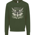Motorcycles Ride Hard Biker Skull Motorbike Mens Sweatshirt Jumper Forest Green