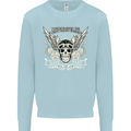 Motorcycles Ride Hard Biker Skull Motorbike Mens Sweatshirt Jumper Light Blue