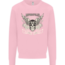 Motorcycles Ride Hard Biker Skull Motorbike Mens Sweatshirt Jumper Light Pink