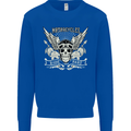 Motorcycles Ride Hard Biker Skull Motorbike Mens Sweatshirt Jumper Royal Blue