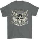 Motorcycles Ride Hard Biker Skull Motorbike Mens T-Shirt Cotton Gildan Charcoal