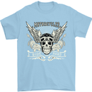 Motorcycles Ride Hard Biker Skull Motorbike Mens T-Shirt Cotton Gildan Light Blue