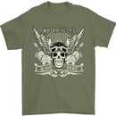 Motorcycles Ride Hard Biker Skull Motorbike Mens T-Shirt Cotton Gildan Military Green
