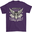 Motorcycles Ride Hard Biker Skull Motorbike Mens T-Shirt Cotton Gildan Purple