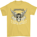 Motorcycles Ride Hard Biker Skull Motorbike Mens T-Shirt Cotton Gildan Yellow