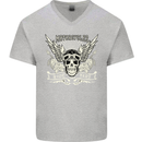 Motorcycles Ride Hard Biker Skull Motorbike Mens V-Neck Cotton T-Shirt Sports Grey