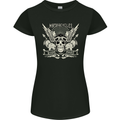 Motorcycles Ride Hard Biker Skull Motorbike Womens Petite Cut T-Shirt Black