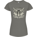Motorcycles Ride Hard Biker Skull Motorbike Womens Petite Cut T-Shirt Charcoal