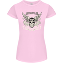 Motorcycles Ride Hard Biker Skull Motorbike Womens Petite Cut T-Shirt Light Pink
