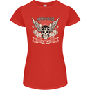 Motorcycles Ride Hard Biker Skull Motorbike Womens Petite Cut T-Shirt Red