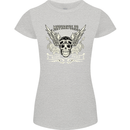 Motorcycles Ride Hard Biker Skull Motorbike Womens Petite Cut T-Shirt Sports Grey