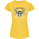Motorcycles Ride Hard Biker Skull Motorbike Womens Petite Cut T-Shirt Yellow