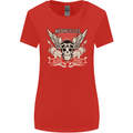 Motorcycles Ride Hard Biker Skull Motorbike Womens Wider Cut T-Shirt Red