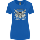 Motorcycles Ride Hard Biker Skull Motorbike Womens Wider Cut T-Shirt Royal Blue