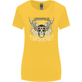 Motorcycles Ride Hard Biker Skull Motorbike Womens Wider Cut T-Shirt Yellow
