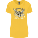 Motorcycles Ride Hard Biker Skull Motorbike Womens Wider Cut T-Shirt Yellow